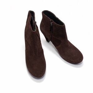 Sacha London Velvet Suede Brown Ankle Boots Size 8 Platform Zip Booties